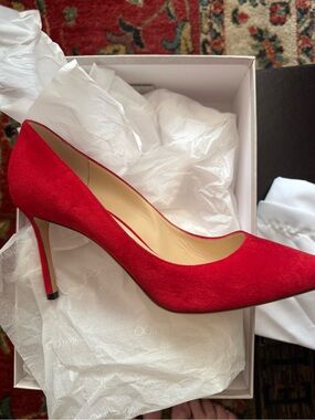 Jimmy Choo Red Suede Pointed Pump